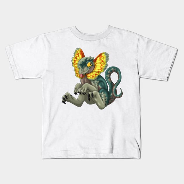 Dilophosaurus: Mossy Kids T-Shirt by spyroid101